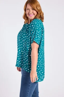 Lorraine Designs Tops | Casual Dresses*Serena Teal Spot Top