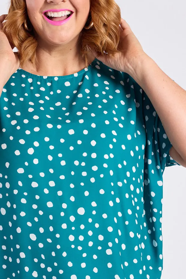 Lorraine Designs Tops | Casual Dresses*Serena Teal Spot Top