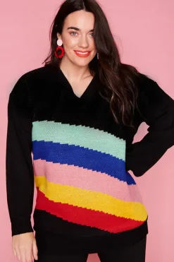 Lorraine Designs Knits & Cardigans*Sonic Black Rainbow Knit