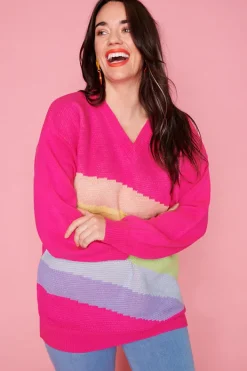 Lorraine Designs Knits & Cardigans*Sonic Pink Rainbow Knit