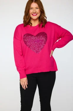 Lorraine Designs Knits & Cardigans*Sparkle Heart Pink Knit