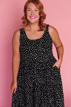 Lorraine Designs Fit & Flare Dresses | Midi Dresses*Teagan Black Irregular Spot Dress