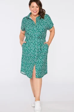 Lorraine Designs Shirt Dresses | Loose Dresses*Tessa Green Floral Dress