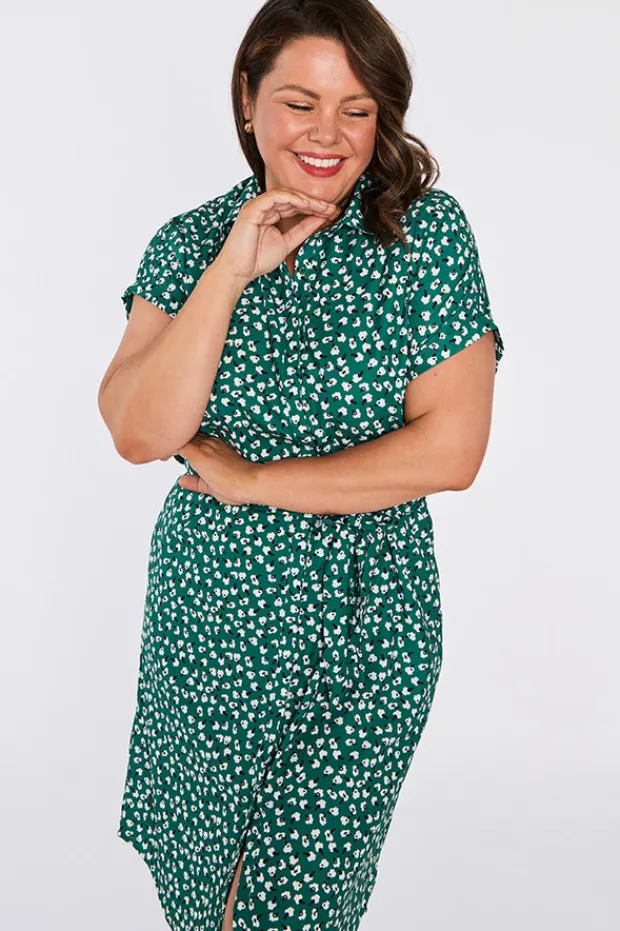 Lorraine Designs Shirt Dresses | Loose Dresses*Tessa Green Floral Dress
