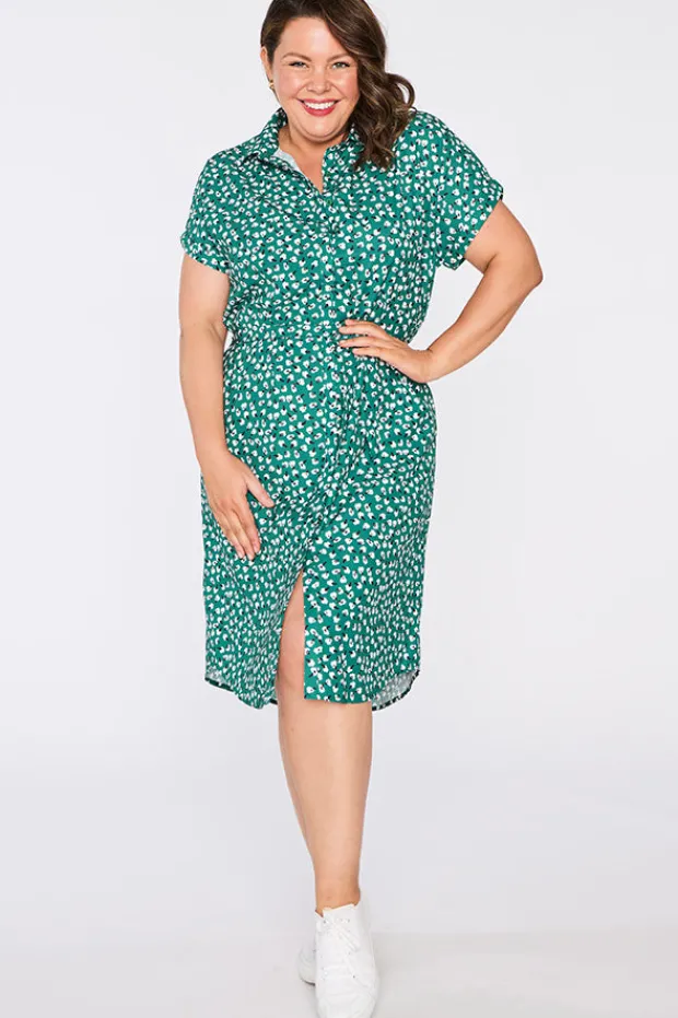 Lorraine Designs Shirt Dresses | Loose Dresses*Tessa Green Floral Dress