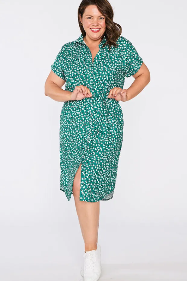 Lorraine Designs Shirt Dresses | Loose Dresses*Tessa Green Floral Dress