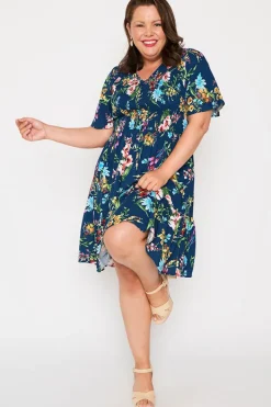 Lorraine Designs Casual Dresses | Fit & Flare Dresses*Tilley Navy In Bloom Dress