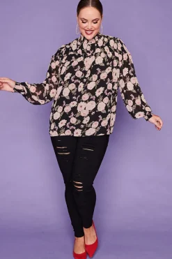 Lorraine Designs Tops*Trissa Black Floral Top