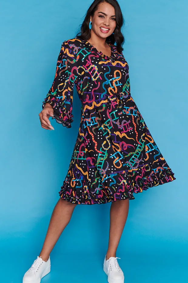 Lorraine Designs Casual Dresses | Fit & Flare Dresses*Winnie Snakes & Ladders Dress
